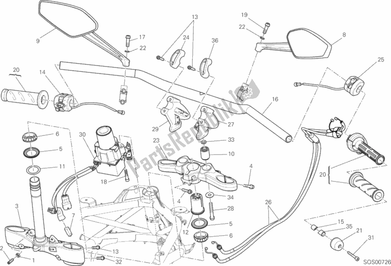 Toutes les pièces pour le Guidon du Ducati Diavel FL Thailand 1200 2017